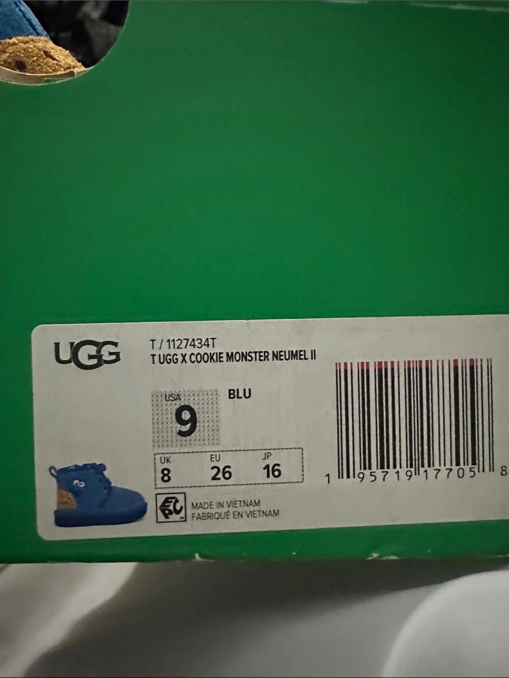 UGG Kids Bright Blue Cookie Monster Suede Boots